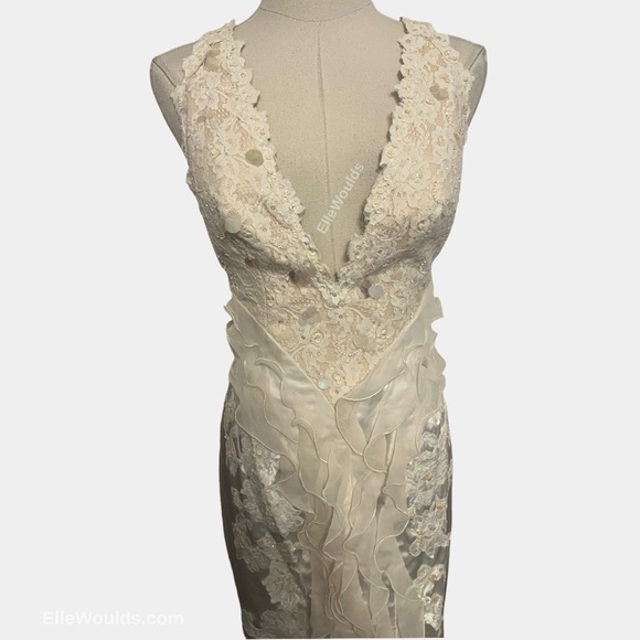 Mandalay NWT Y2K Elegant White Lace Evening Dress Size 6 - Picture 6 of 6
